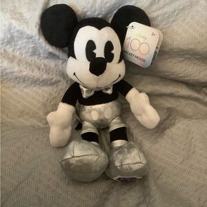 Disney Mickey Mouse Silver and Black Plush